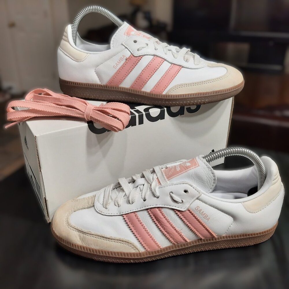 Adidas Samba 🚺 Women's Size 8 OG Cloud White Wonder Mauve Tan Gum JI2677 Shoes - Picture 14 of 16